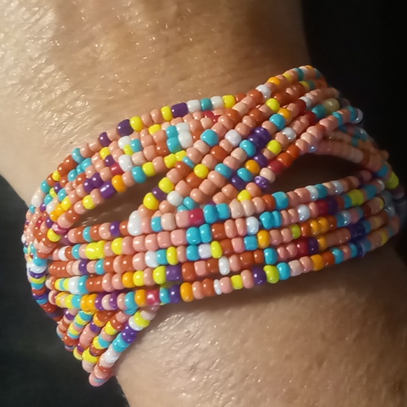 Beaded braided wrapped bracelets colorful expandable - Picture 3 of 4